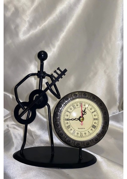 Müzisyen Metal Saat El Yapımı Büro Masa Saat Biblo Gitar fırsatları