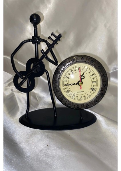 Müzisyen Metal Saat El Yapımı Büro Masa Saat Biblo Gitar indirimleri