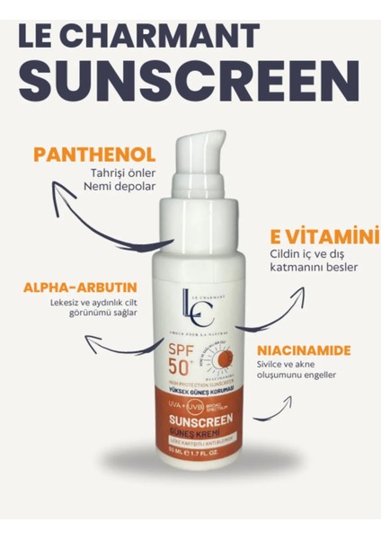 Leke Karşıtı Spf 50+ Yüz Güneş Kremi Günlük Kullanım 50 ml