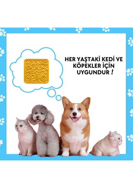 O'yalama Matı Köpek ve Kediler Için Yalama Matı Sarı Renkli Vakumlu Yapışkanlı Lickmat