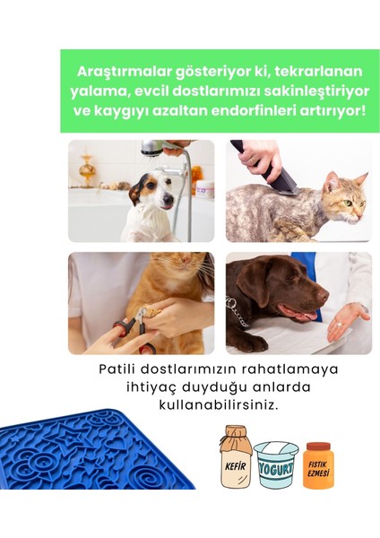 O'yalama Matı Köpek ve Kediler Için Yalama Matı Mavi Renkli Vakumlu Yapışkanlı Lickmat indirimleri
