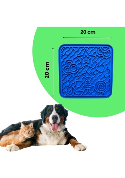 O'yalama Matı Köpek ve Kediler Için Yalama Matı Mavi Renkli Vakumlu Yapışkanlı Lickmat