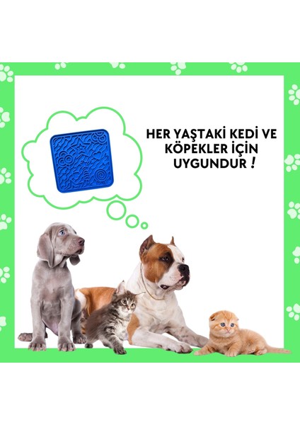 O'yalama Matı Köpek ve Kediler Için Yalama Matı Mavi Renkli Vakumlu Yapışkanlı Lickmat