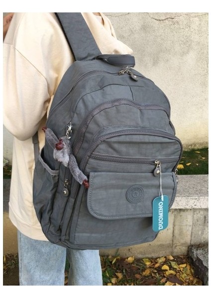 Duomino Fcstore Krinkıl Kumaş Suya Dayanıklı Büyük Boy Gri Klinkır Sırt Çantası/laptop Seyahat Okul Çanta (Yurt Dışından)
