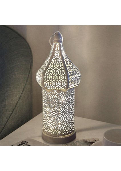 Içi Boş Retro Fener Fas Boho Içi Boş Oyma Akülü Taşınabilir Masa Lambası Ev Dekor Için Romantik Atmosfer Işığı (Yurt Dışından)