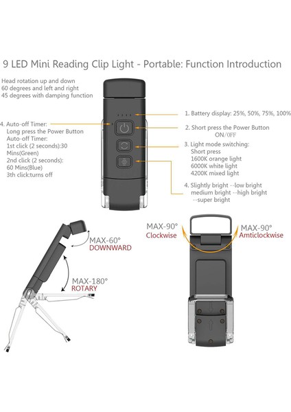 Gece Yatakta Okuma Işığı Taşınabilir Şarj Edilebilir Kitap, Zamanlayıcı Çocuk Sevgilisi Siyah (Yurt Dışından) modelleri