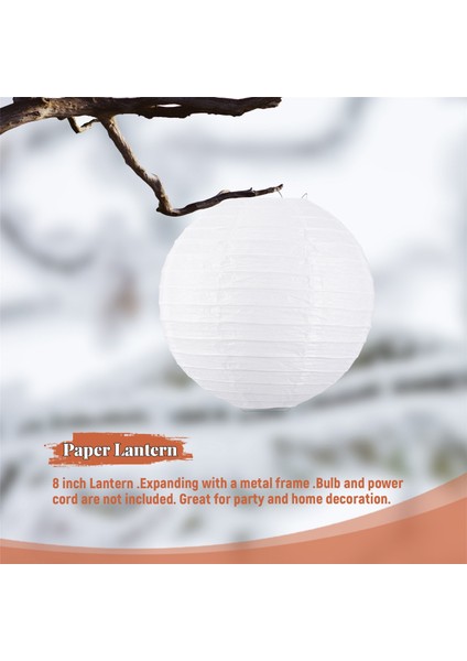 Beyaz Çin/japon Kağıt Fener/lamba 8" Çap (Yurt Dışından)