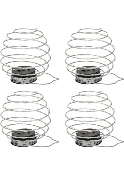 Güneş Enerjili LED Spiral Asma Işıklar Dış Aydınlatma Tel Fener Spiralight (Spiral Işık X4) Sıcak Beyaz (Yurt Dışından)