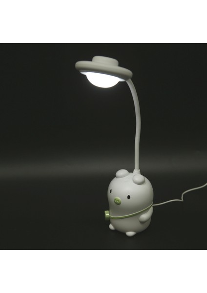 Karikatür Silikon Domuz Basın Sensörü LED Gece Lambası Çocuklar Için Bebek Çocuk 3 Mod Göz Koruması USB Lamba Beyaz (Yurt Dışından)