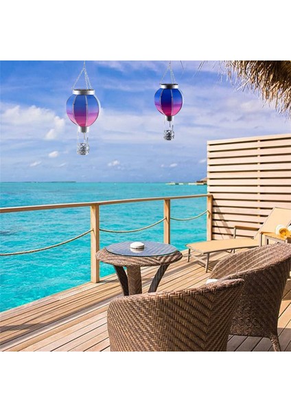 Titreşen Alev Işığı ile Sıcak Hava Balonu Güneş Feneri, Bahçe Yard Patio Için Suya Dayanıklı Dış Mekan Asma Işıklar (Yurt Dışından)
