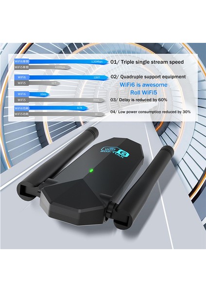 Wifi 6 USB Adaptörü Çift Bant AX1800M 2.4g/5ghz Kablosuz Ağ Kartı Usb3.0 Wifi Alıcı Verici (Yurt Dışından) fırsatları