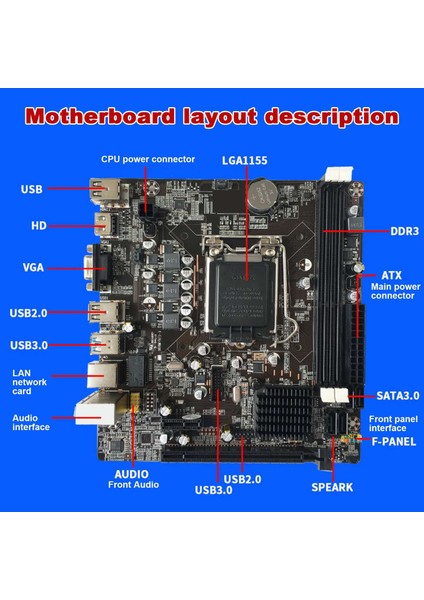 B75 Masaüstü Anakart + Sata Kablosu + Anahtar Kablosu + Termal Ped + Bölme LGA1155 Ddr3 Desteği 2X8G Pcı E 16X (Yurt Dışından)