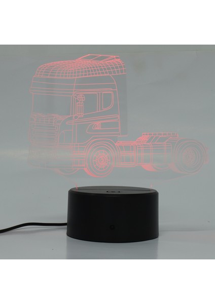 Kamyon 3D Gece Lambası Akrilik USB Lamba LED Armatürleri Çocuk Dekorasyon Hediye (Yurt Dışından)