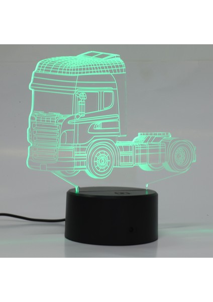 Kamyon 3D Gece Lambası Akrilik USB Lamba LED Armatürleri Çocuk Dekorasyon Hediye (Yurt Dışından)