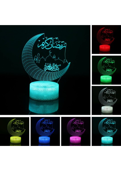 Eid Mubarak LED Gece Lambası Ramazan Lambası Müslüman Islam Masa Süsleme Parti Dekoru - 3 (Yurt Dışından)