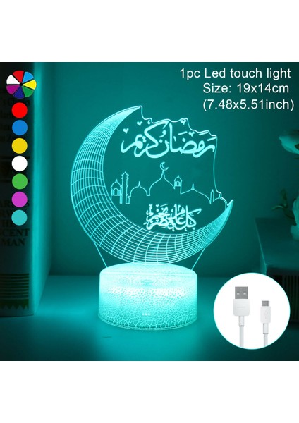 Eid Mubarak LED Gece Lambası Ramazan Lambası Müslüman Islam Masa Süsleme Parti Dekoru - 3 (Yurt Dışından)