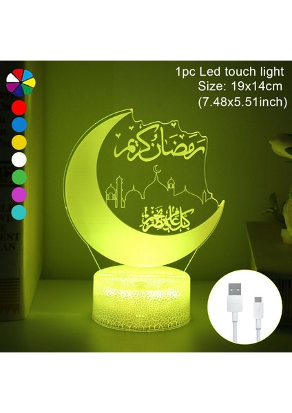 Eid Mubarak LED Gece Lambası Ramazan Lambası Müslüman Islam Masa Süsleme Parti Dekoru - 3 (Yurt Dışından)