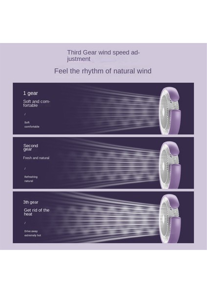 Masa Lambası Fanı 2400 Mah Masaüstü Koşucu Işık Mini El Elektrikli Pratik 3 Hızlı Fan, Mor (Yurt Dışından)