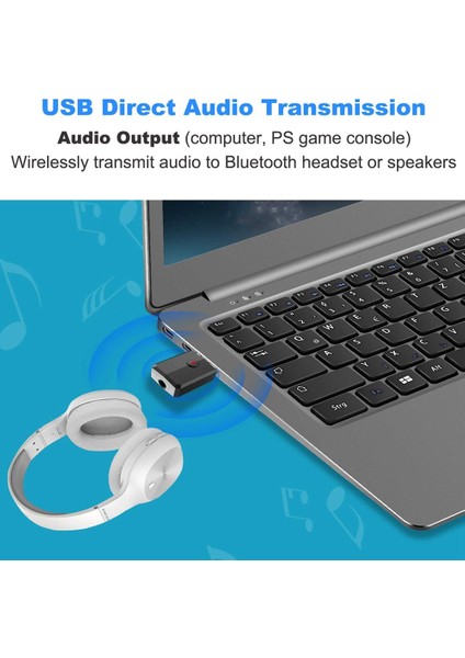 USB Bluetooth 5.0 Verici Alıcı, 4'ü 1 Arada Mini Kablosuz Ses Adaptörü, 3,5 mm Bluetooth Aux Adaptörü (Yurt Dışından)