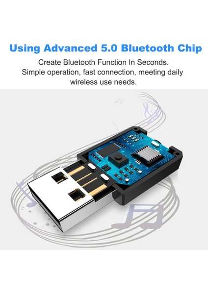 USB Bluetooth 5.0 Verici Alıcı, 4'ü 1 Arada Mini Kablosuz Ses Adaptörü, 3,5 mm Bluetooth Aux Adaptörü (Yurt Dışından)