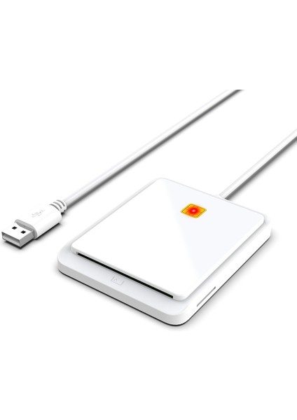 Taşınabilir USB 2.0 Akıllı Kart Okuyucu ve Kimlik Banka Kartı Kart Okuyucu Windows Linux Için Çift Kart Yuvası Tasarımı, Beyaz (Yurt Dışından)