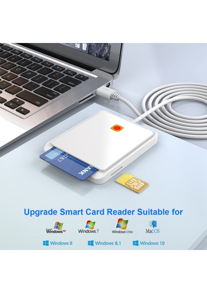 Taşınabilir USB 2.0 Akıllı Kart Okuyucu ve Kimlik Banka Kartı Kart Okuyucu Windows Linux Için Çift Kart Yuvası Tasarımı, Beyaz (Yurt Dışından) fırsatları