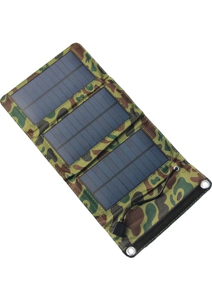 1 USB Bağlantı Noktası ve Katlanabilir 5 Güneş Panelleri Kamp Yürüyüş Seyahati Için Kompakt Güneş Enerjisi Telefon Şarj Cihazı, Kamuflaj (Yurt Dışından)
