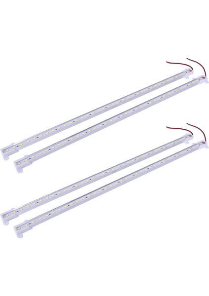 4x 50CM 12V 36 LED 5630 Smd Sert Şerit Işık Alüminyum Kabuk Uç Kapaklı Beyaz (Yurt Dışından)
