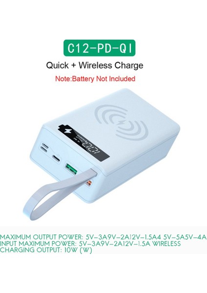 12X18650 Pil Saklama Kutusu Dıy 18650 Pil Güç Bankası Kasa Çift USB Pil, Pd Hızlı + Kablosuz Şarj Cihazı Beyaz (Yurt Dışından) fırsatları