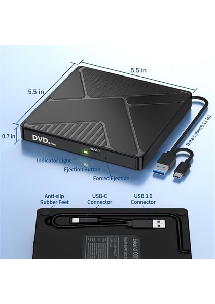 Harici Optik Sürücü Kutusu Usb3.0 Mobil Disk Okuma CD Oynatma Harici Optik Disk Sürücüsü DVD Yazma ve Kaydetme (Yurt Dışından) modelleri