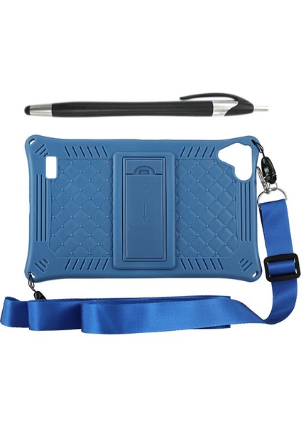 Tablet Kılıfı P80 P80X P80H 8 Inç Tablet Silikon Kılıf Askılı ve Kapasitif Kalemli Tablet Standı (Mavi) (Yurt Dışından)