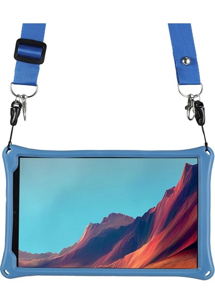 Tablet Kılıfı P80 P80X P80H 8 Inç Tablet Silikon Kılıf Askılı ve Kapasitif Kalemli Tablet Standı (Mavi) (Yurt Dışından)
