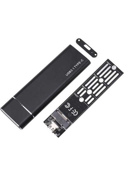 Usb3.1 Tip-C - M.2 B Anahtar Sata Ngff SSD Kutusu Katı Hal Sürücü Muhafaza Kutusu 6 Gbps M2 SSD 2280 Sabit Disk Disk Muhafazası (Siyah) (Yurt Dışından)