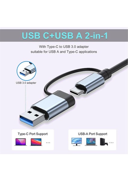 USB C Hub Ayırıcı 7'si 1 Arada USB Genişletici, 4 USB Bağlantı Noktalı Pc Dizüstü Bilgisayar/telefonlar ve Daha Fazla Cihaz Için 2 USB C Bağlantı Noktası (Yurt Dışından)