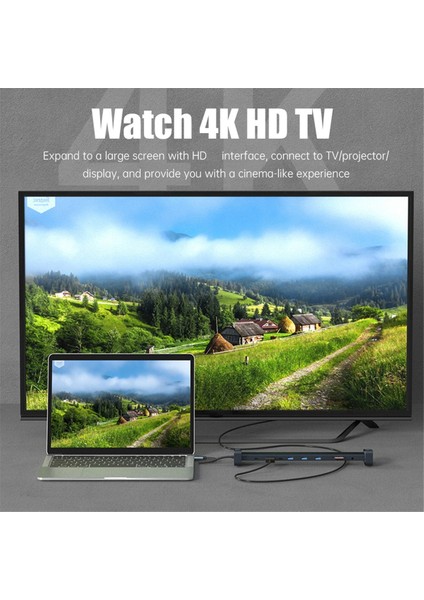 10 In 1 USB C Hub Çoklu Bağlantı Noktası Adaptörü Taşınabilir Dongle 4K Pd 100W USB 3.0 Gigabit Ethernet RJ45 Dock Istasyonu Dizüstü Bilgisayar Standı (Yurt Dışından)