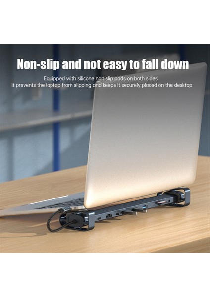 10 In 1 USB C Hub Çoklu Bağlantı Noktası Adaptörü Taşınabilir Dongle 4K Pd 100W USB 3.0 Gigabit Ethernet RJ45 Dock Istasyonu Dizüstü Bilgisayar Standı (Yurt Dışından)