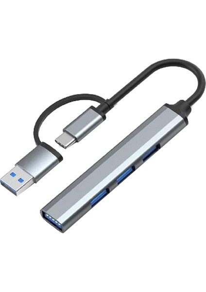 4'ü 1 Arada USB 3.0 Hub Tip C'den USB 3.0x1 + USB 2.0x3 - Windows Için 5gbps Veri Aktarımı, Pc, (Yurt Dışından)