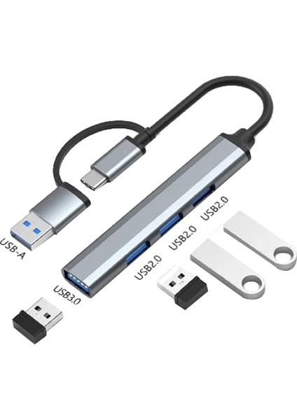 4'ü 1 Arada USB 3.0 Hub Tip C'den USB 3.0x1 + USB 2.0x3 - Windows Için 5gbps Veri Aktarımı, Pc, (Yurt Dışından) fiyatları