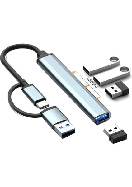 4'ü 1 Arada USB 3.0 Hub Tip C'den USB 3.0x1 + USB 2.0x3 - Windows Için 5gbps Veri Aktarımı, Pc, (Yurt Dışından) indirimleri