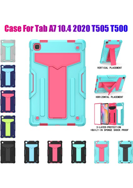 Tab A7 10.4 2020 T505/T500 Tablet Standlı Düşme Önleyici Kılıf (Siyah) (Yurt Dışından)