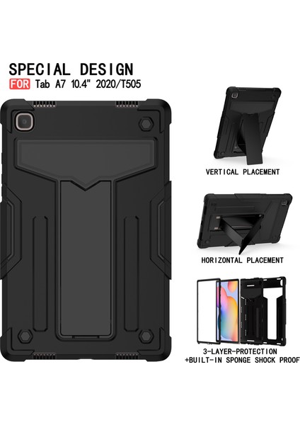 Tab A7 10.4 2020 T505/T500 Tablet Standlı Düşme Önleyici Kılıf (Siyah) (Yurt Dışından)