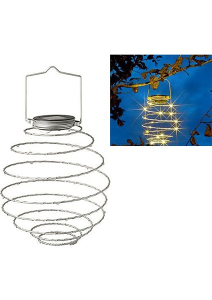 Güneş Enerjili LED Spiral Asma Işıklar Dış Aydınlatma Tel Fener Spiralight (Spiral Işık X8) Sıcak Beyaz (Yurt Dışından)