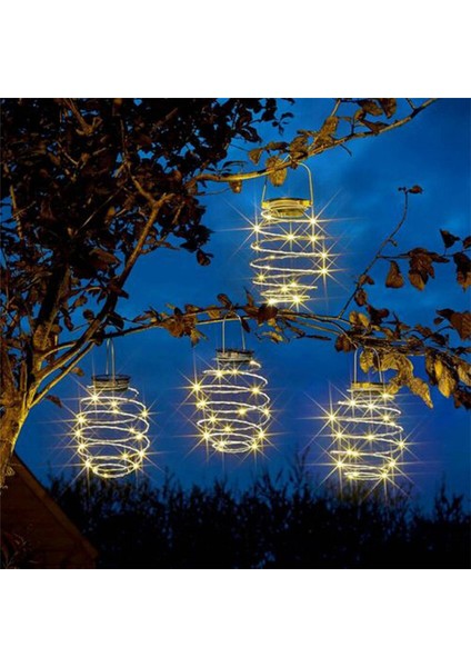 Güneş Enerjili LED Spiral Asma Işıklar Dış Aydınlatma Tel Fener Spiralight (Spiral Işık X8) Sıcak Beyaz (Yurt Dışından)