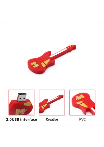 Pvc USB 2.0 Flash Sürücü Kalem Sürücü Pendrive USB Stick Flash Sürücü Başparmak Sürücü Mini Elektro Gitar (32GB) (Yurt Dışından)