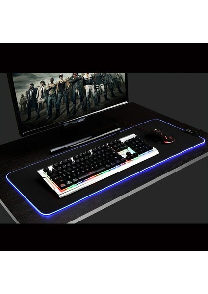 Oyun Mouse Pad Rgb Büyük Mouse Pad Oyun Oyuncu Büyük Mouse Pad Bilgisayar Mouse Pad LED Arka Işık Yüzey Mouse Pad Klavye Masa Pedi (800X300X4MM) (Yurt Dışından) fırsatları