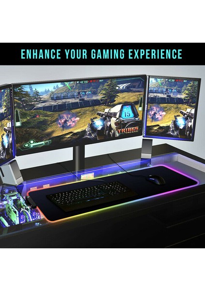 Oyun Mouse Pad Rgb Büyük Mouse Pad Oyun Oyuncu Büyük Mouse Pad Bilgisayar Mouse Pad LED Arka Işık Yüzey Mouse Pad Klavye Masa Pedi (800X300X4MM) (Yurt Dışından) indirimleri