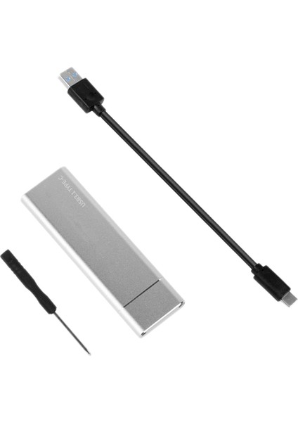 Usb3.1 Tip-C - M.2 B Anahtar Sata Ngff SSD Kutusu Katı Hal Sürücü Muhafaza Kutusu 6 Gbps M2 SSD 2280 Sabit Disk Disk Muhafazası (Gümüş) (Yurt Dışından)