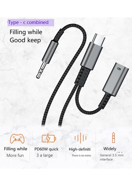 Tip C 3.5mm Ses Adaptör Kablosu Aux Araç Hifi Ses Adaptörü Dijital Dekoder Kulaklık Jak Adaptörü (Yurt Dışından)