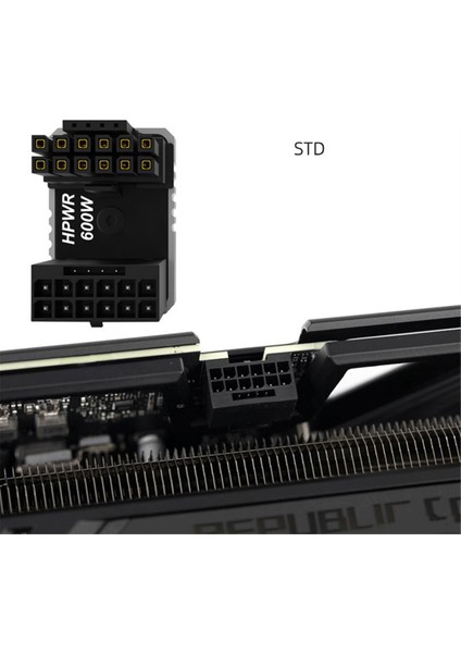 Güç Kaynağı Konektörü 16PIN(12+4PIN) Atx3.0 12VHPWR 600W Gpu 180° Adaptör, Rtx 4090 4080 4070 Ti 3090 Için, Siyah Std (Yurt Dışından)