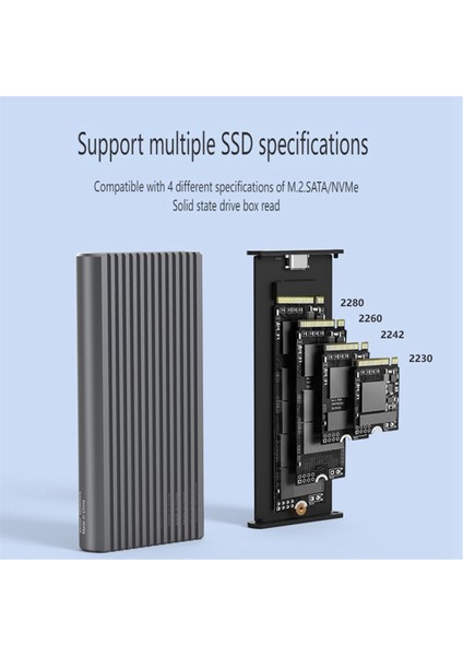 Rgb Çift Protokollü M.2 Sabit Sürücü Muhafazası Nvme/ngff Evrensel Gen2 10 Gbps Fantom Katı Hal Sürücü Muhafazası (Yurt Dışından)